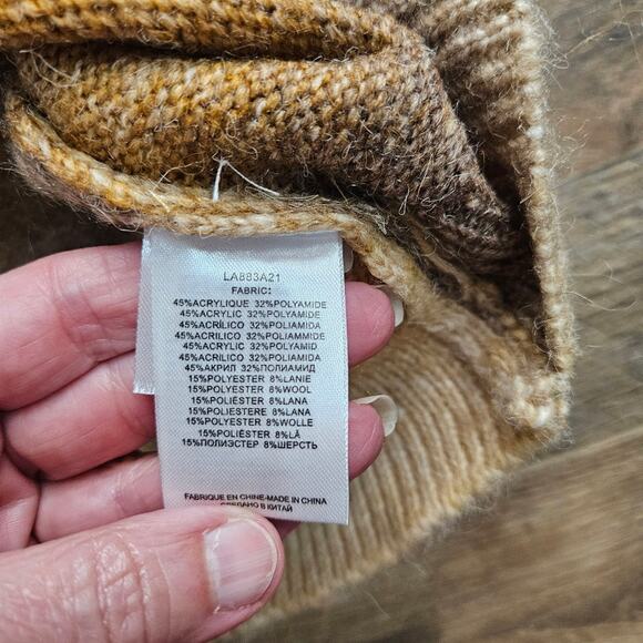 New Molly Bracken Knit Sweater Camel Wool Blend Long Wide Sleeve Ombre Medium - Picture 13 of 16